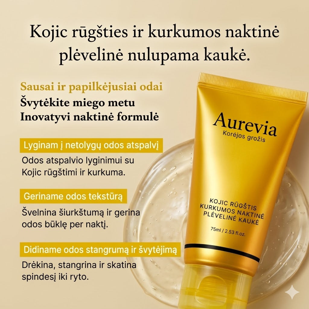 Aurevia - Naktinė Veido Kaukė su Kojic Rūgštimi ir Ciberžole