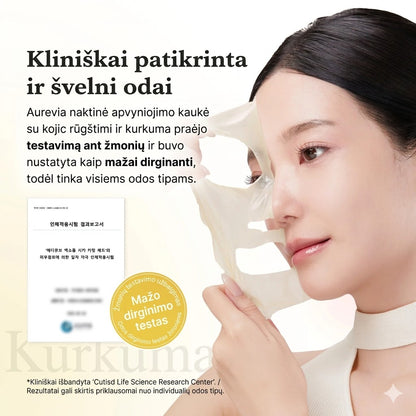 Aurevia - Naktinė Veido Kaukė su Kojic Rūgštimi ir Ciberžole